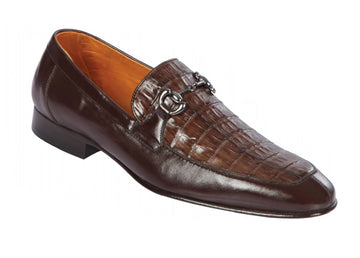 Los Altos ZLD018216 Men's Faded Brown Genuine Caiman Crocodile Belly/Calf Leather Loafers