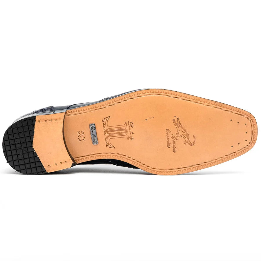 Los Altos ZLM018210 Men's Navy Blue Genuine Caiman Crocodile Belly/Calf Leather Oxfords