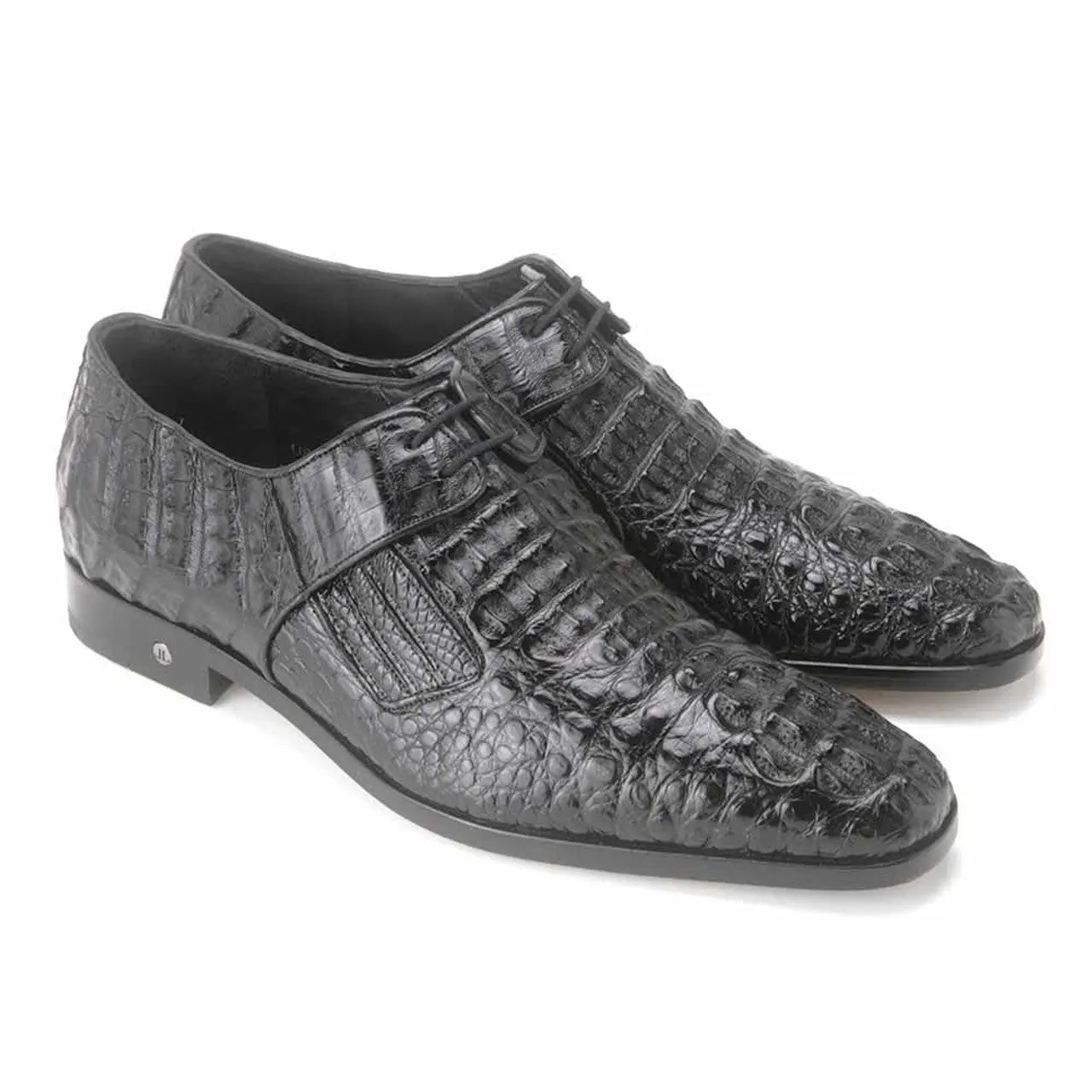 Los Altos ZLM020205 Men's Black Genuine Caiman Hornback Oxfords