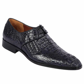 Los Altos ZLM020210 Men's Navy Blue Genuine Caiman Hornback Oxfords