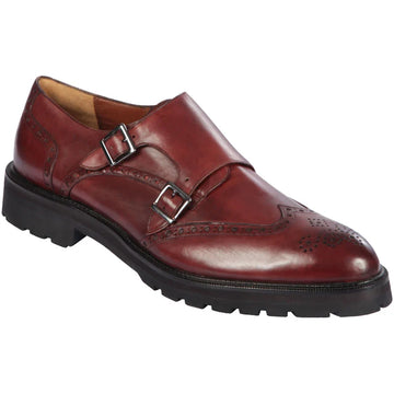 Los Altos ZLM048043 Men's Faded Burgundy Genuine Calf Leather Monk Strap Shoes