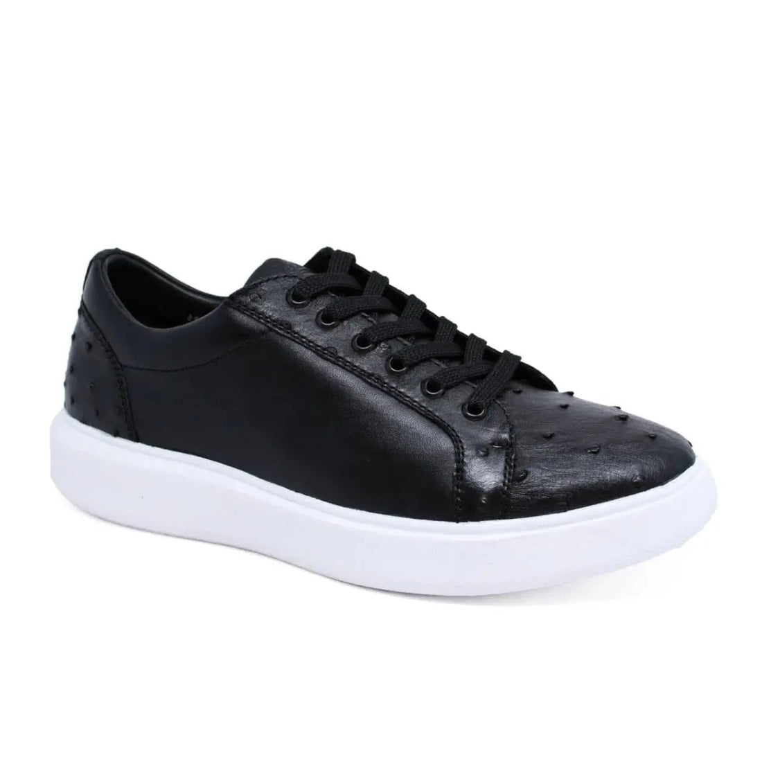 Los Altos ZSM010305 Men's Black Genuine Ostrich Sneakers
