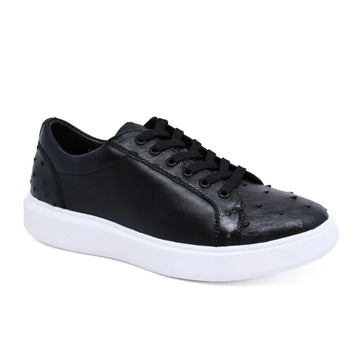 Los Altos ZSM010305 Men's Black Genuine Ostrich Sneakers
