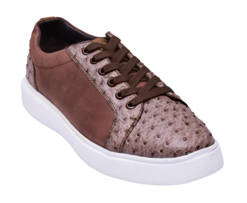 Los Altos ZSM010385 Men's Rustic Brown Genuine Ostrich Sneakers