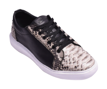 Los Altos ZSM015749 Men's Natural Black Genuine Python Sneakers