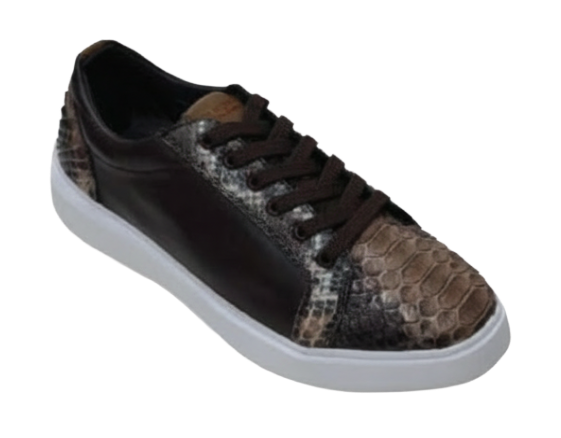 Los Altos ZSM015785 Men's Rustic Brown Genuine Python Sneakers