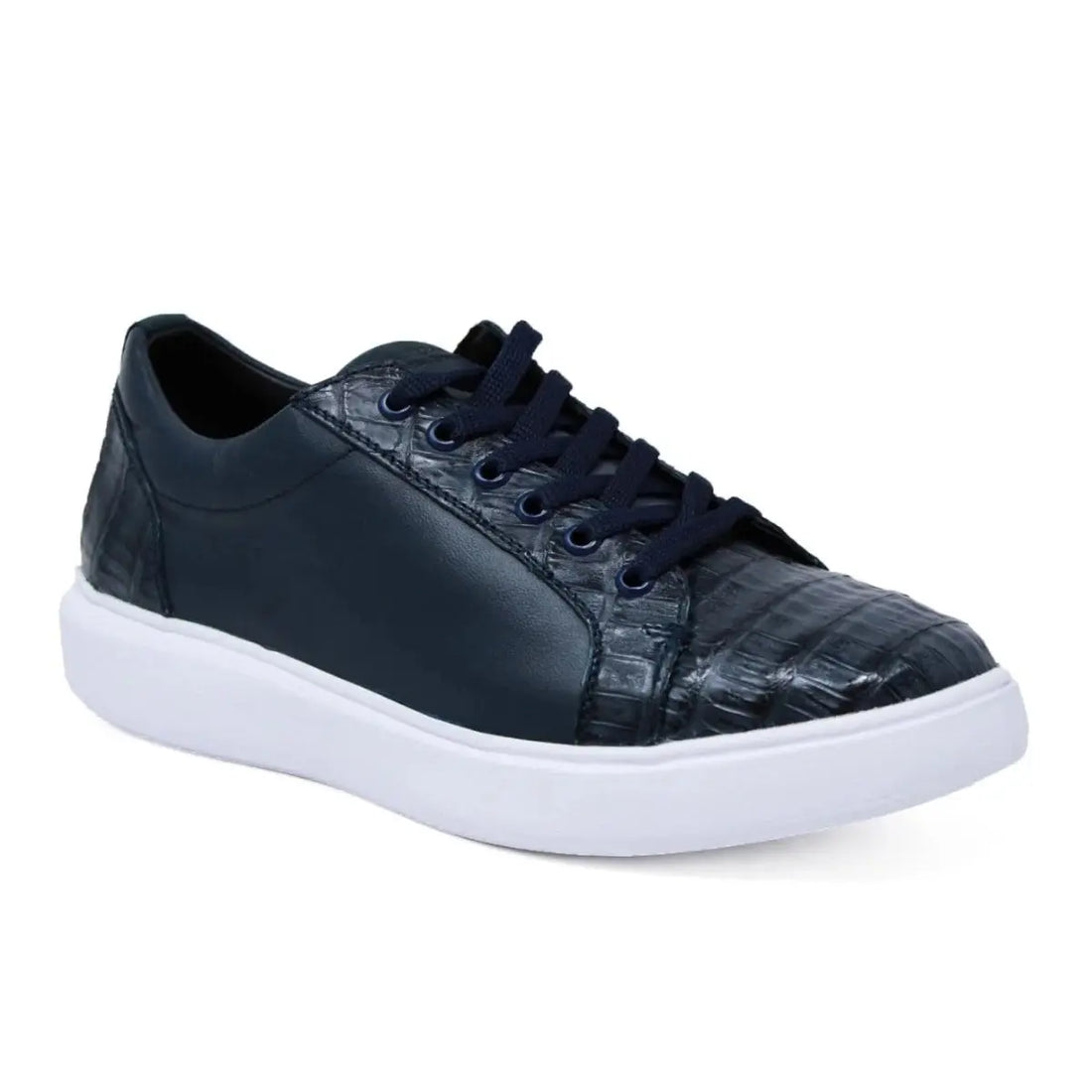 Los Altos ZSM018210 Men's Navy Genuine Caiman Crocodile Belly Sneakers