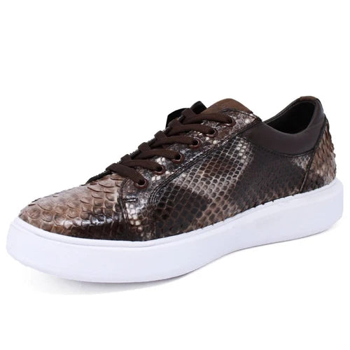 Los Altos ZSM025785 Men's Rustic Brown Genuine Python Sneakers