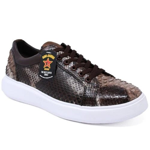 Los Altos ZSM025785 Men's Rustic Brown Genuine Python Sneakers