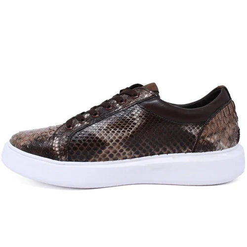 Los Altos ZSM025785 Men's Rustic Brown Genuine Python Sneakers