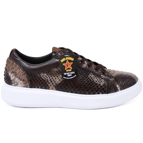 Los Altos ZSM025785 Men's Rustic Brown Genuine Python Sneakers
