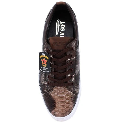 Los Altos ZSM025785 Men's Rustic Brown Genuine Python Sneakers