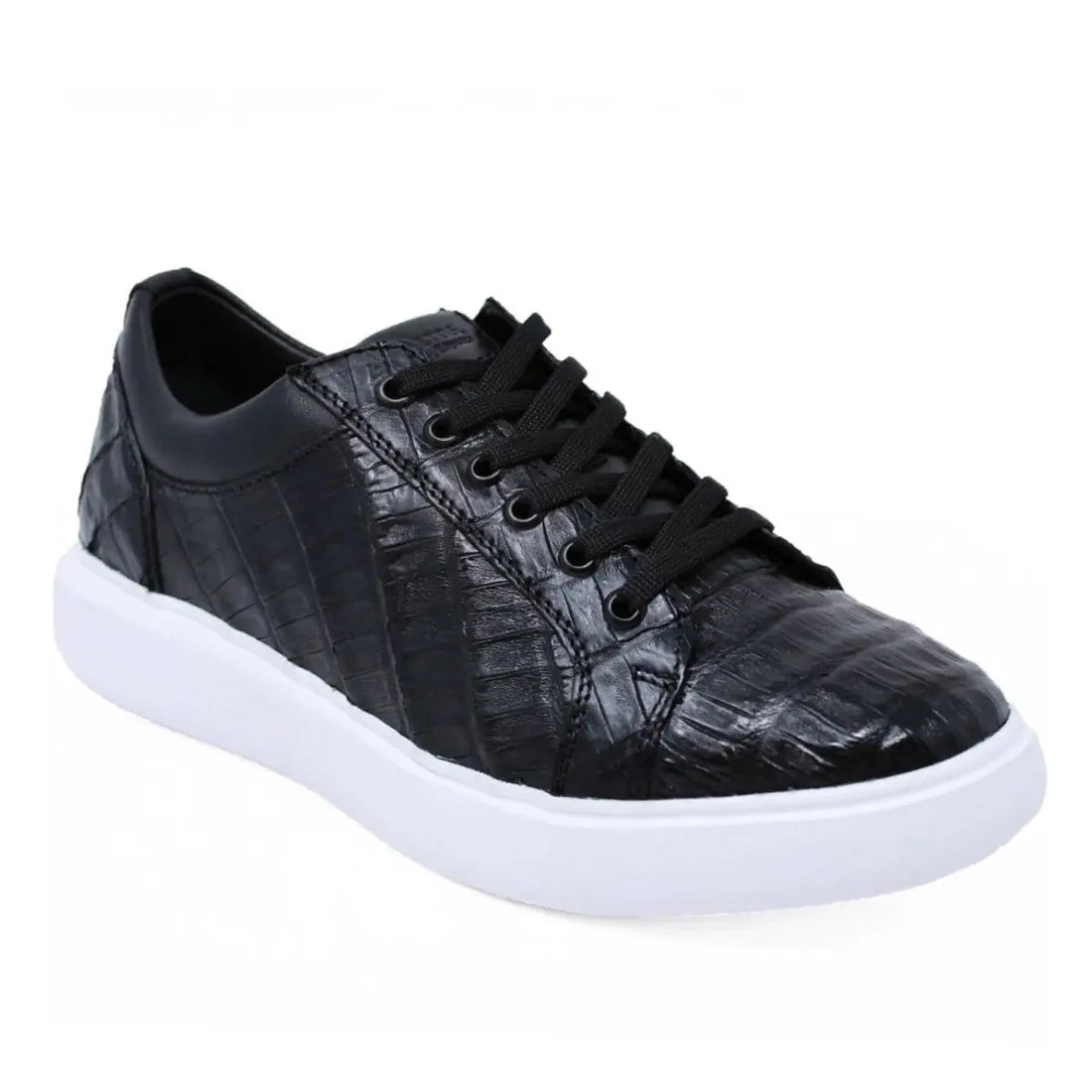 Los Altos ZSM028205 Men's Black Genuine Caiman Crocodile Belly Sneakers