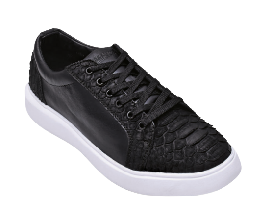 Los Altos ZSMN015705 Men's Suede Black Genuine Python Sneakers