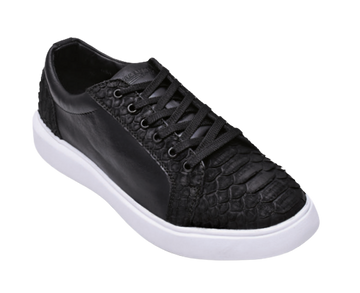 Los Altos ZSMN015705 Men's Suede Black Genuine Python Sneakers