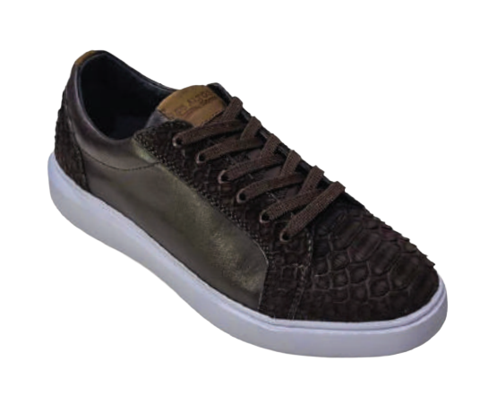 Los Altos ZSMN015707 Men's Suede Brown Genuine Python Sneakers