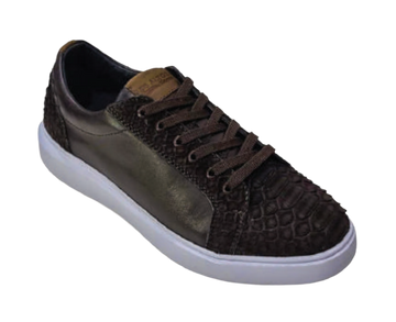 Los Altos ZSMN015707 Men's Suede Brown Genuine Python Sneakers