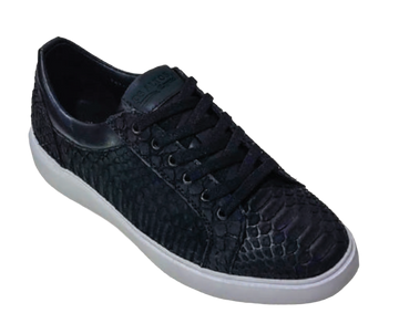 Los Altos ZSMN025705 Men's Suede Black Genuine Python Sneakers