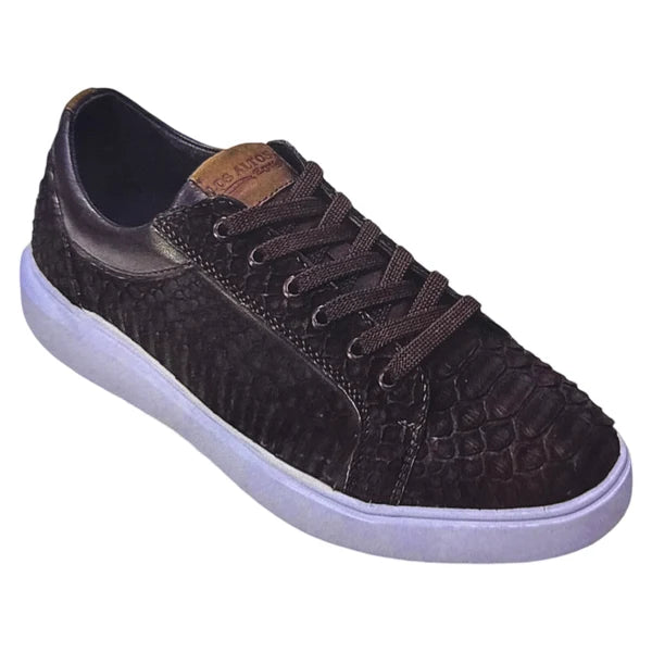 Los Altos ZSMN025707 Men's Suede Brown Genuine Python Sneakers