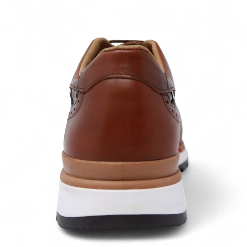 Los Altos ZTM018216 Men's Shaded Brown Genuine Caiman Crocodile Belly Sneakers