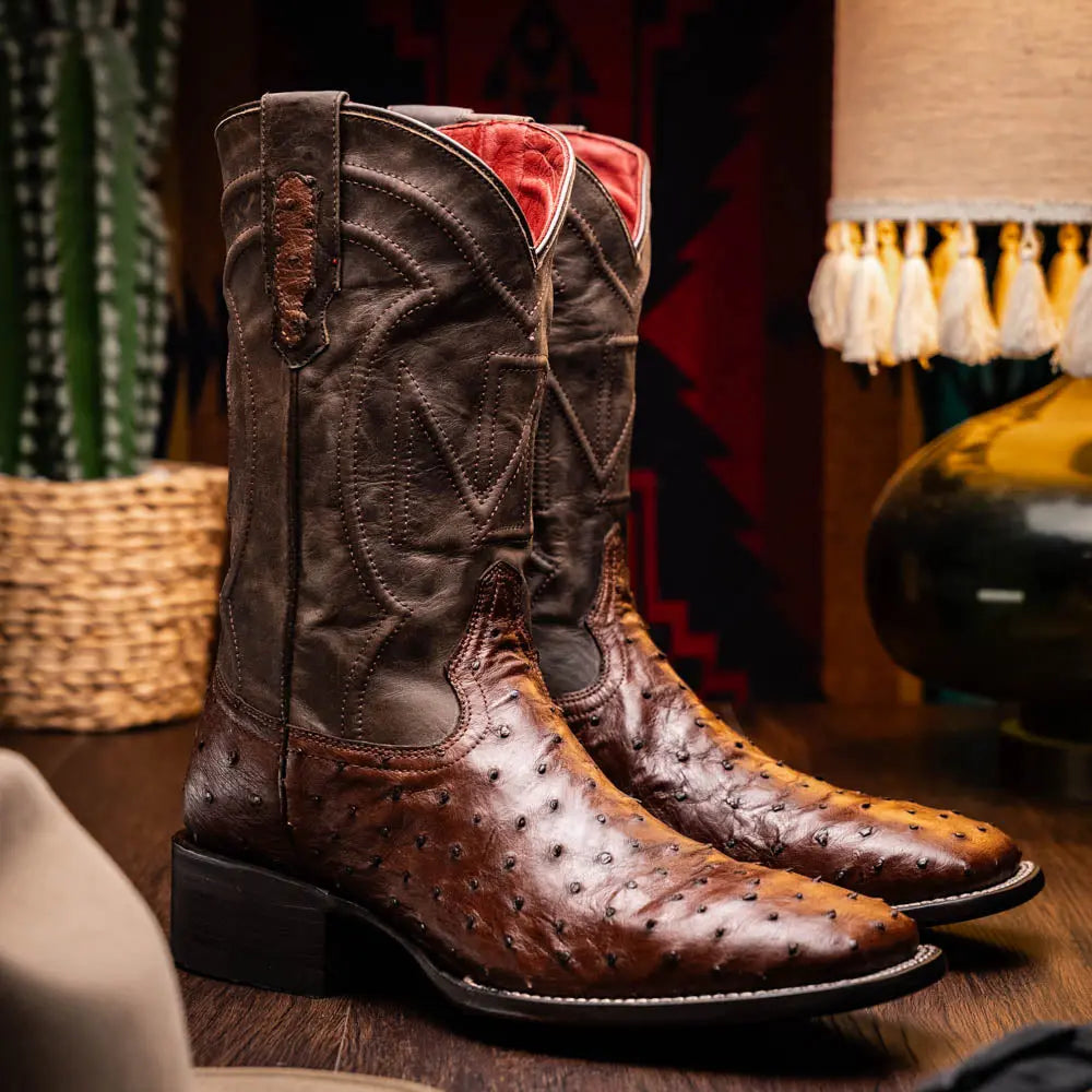 Marco Di Milano Alabama Kango Tabac Genuine Ostrich Cowboy Boots