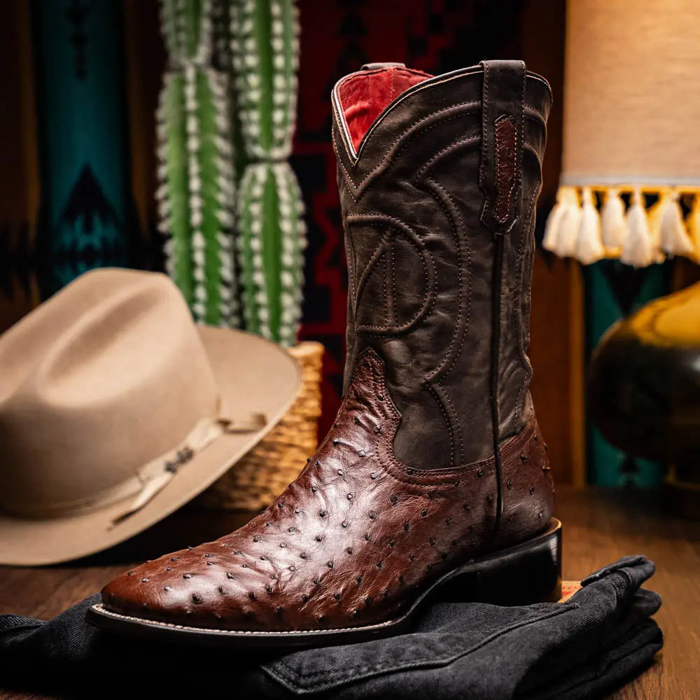 Marco Di Milano Alabama Kango Tabac Genuine Ostrich Cowboy Boots