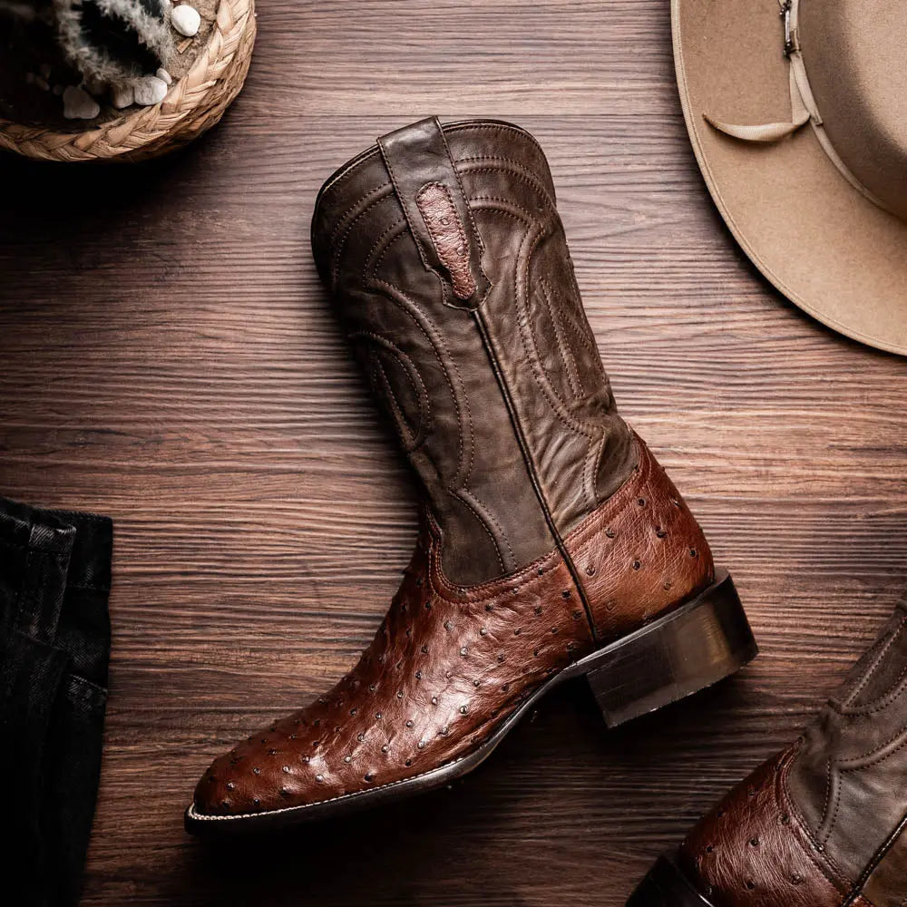 Marco Di Milano Alabama Kango Tabac Genuine Ostrich Cowboy Boots