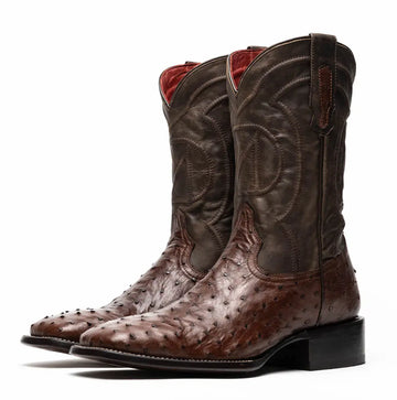 Marco Di Milano Alabama Kango Tabac Genuine Ostrich Cowboy Boots