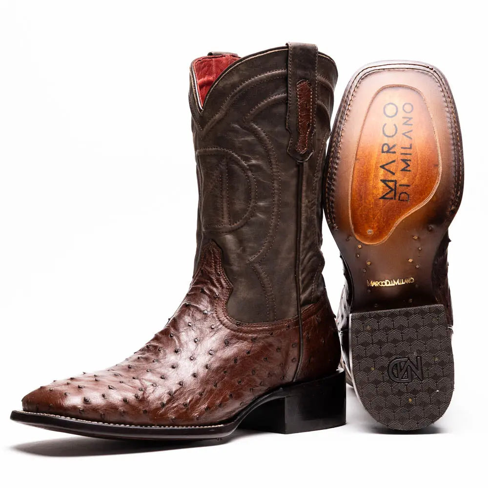 Marco Di Milano Alabama Kango Tabac Genuine Ostrich Cowboy Boots