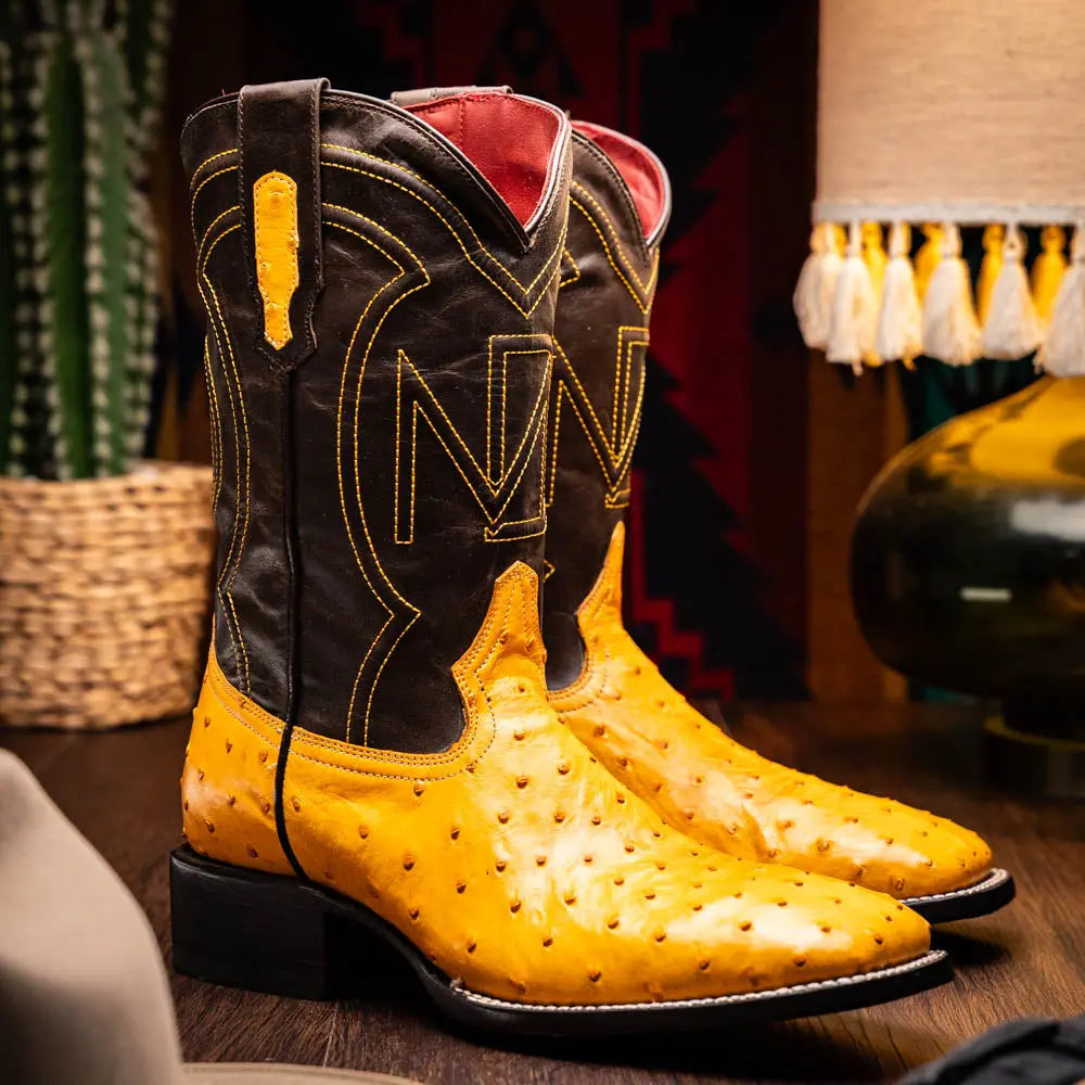 Marco Di Milano Alabama Buttercup Genuine Ostrich Cowboy Boots