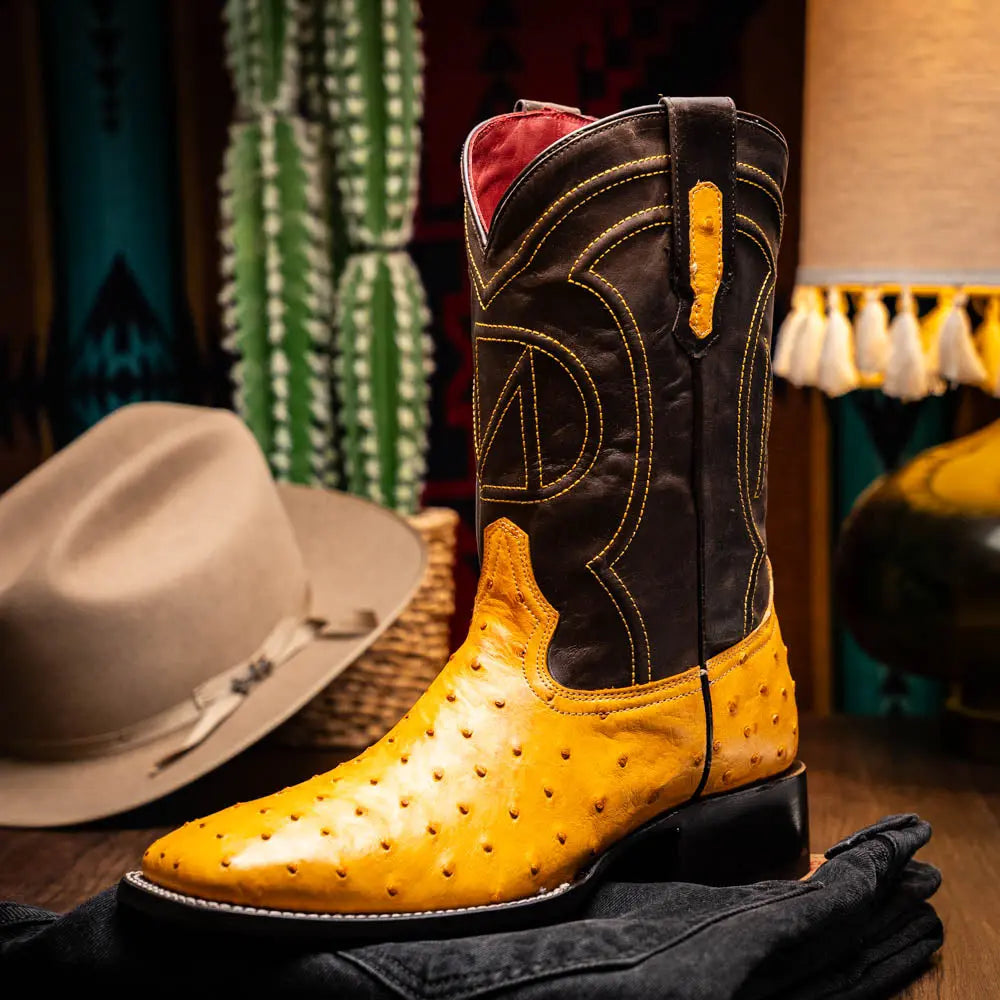 Marco Di Milano Alabama Buttercup Genuine Ostrich Cowboy Boots