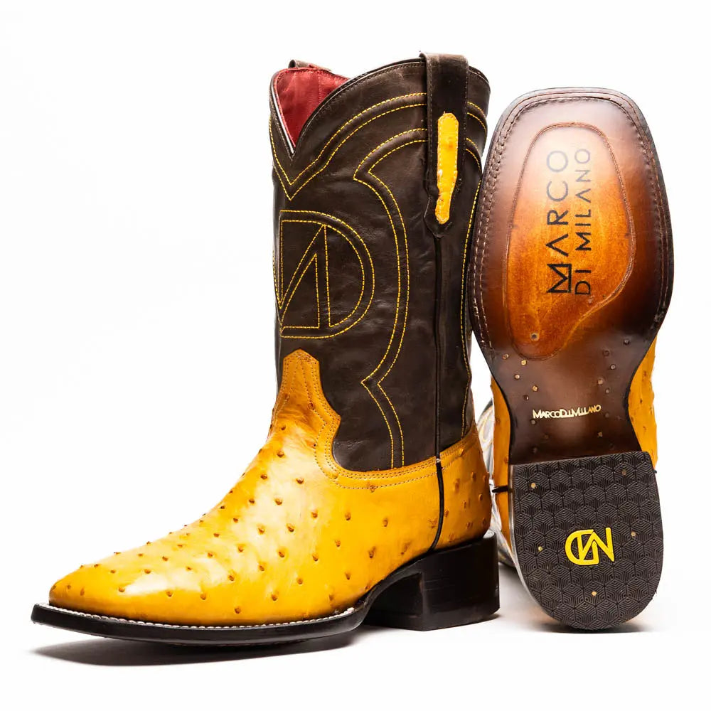 Marco Di Milano Alabama Buttercup Genuine Ostrich Cowboy Boots