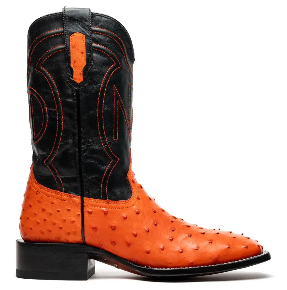 Marco Di Milano Alabama Orange Genuine Ostrich Cowboy Boots