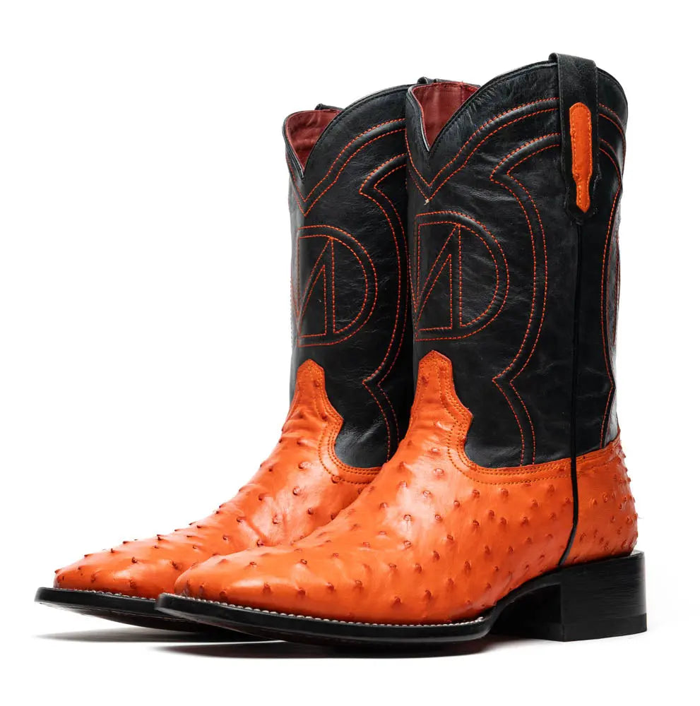 Marco Di Milano Alabama Orange Genuine Ostrich Cowboy Boots