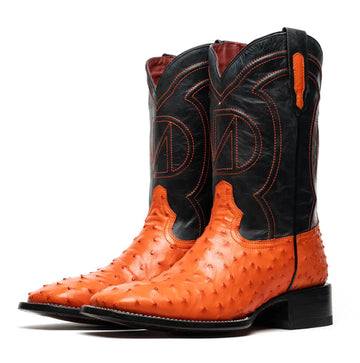 Marco Di Milano Alabama Orange Genuine Ostrich Cowboy Boots