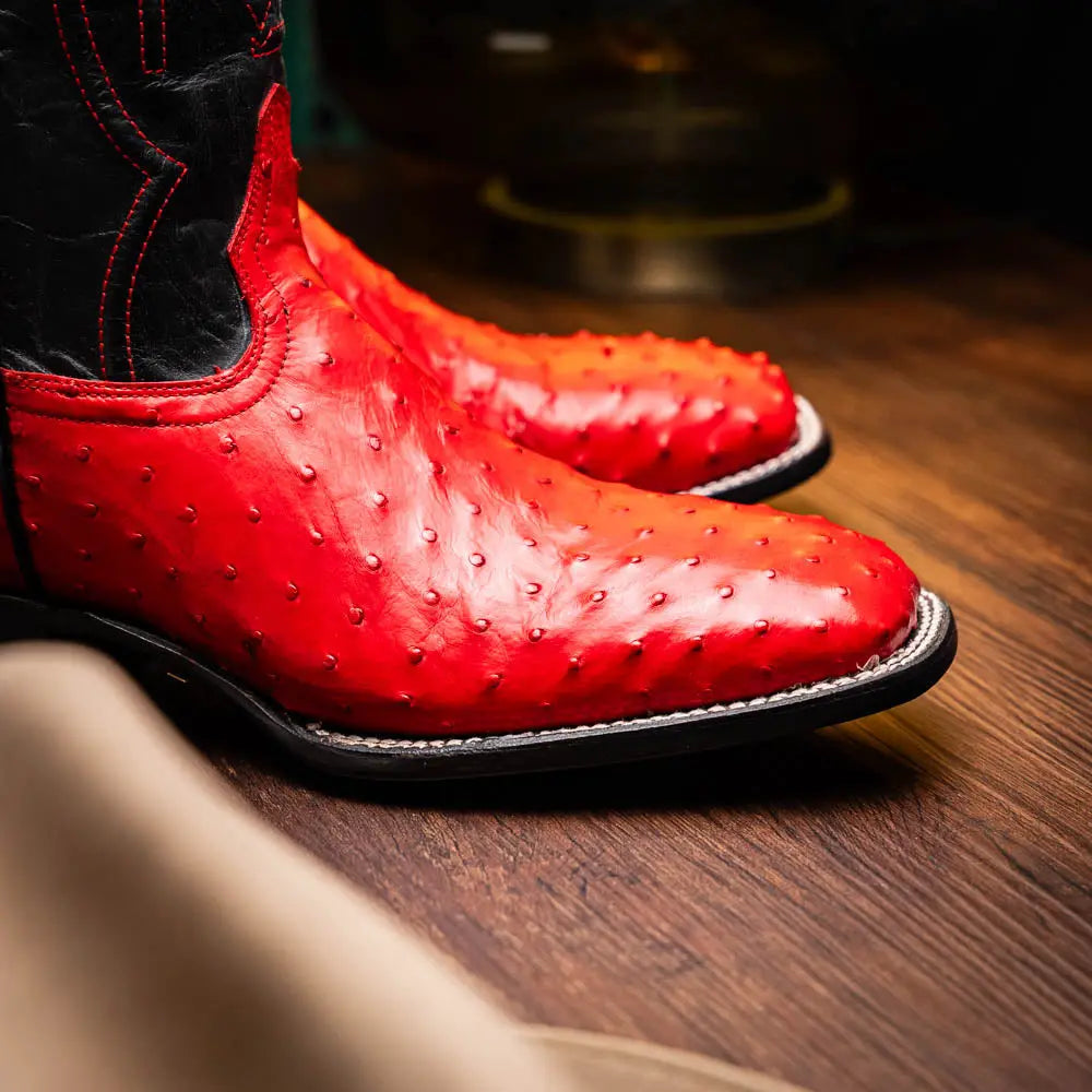 Marco Di Milano Alabama Red Genuine Ostrich Cowboy Boots