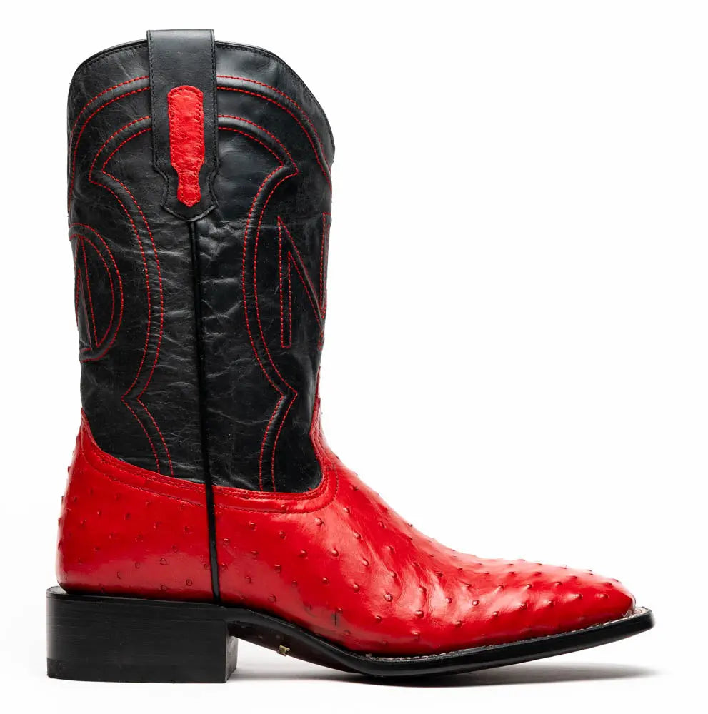 Marco Di Milano Alabama Red Genuine Ostrich Cowboy Boots