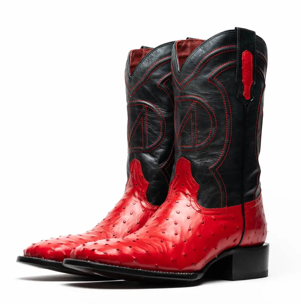 Marco Di Milano Alabama Red Genuine Ostrich Cowboy Boots