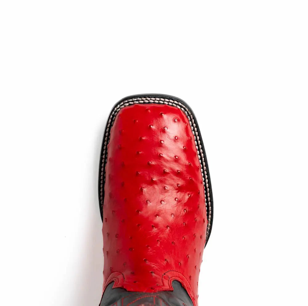 Marco Di Milano Alabama Red Genuine Ostrich Cowboy Boots