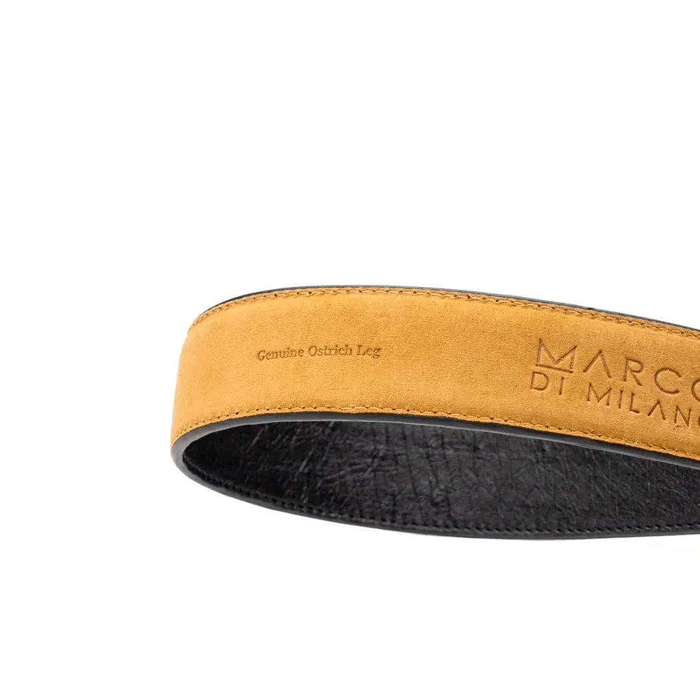 Marco Di Milano Alessio Black Genuine Ostrich/Ostrich Leg Belt