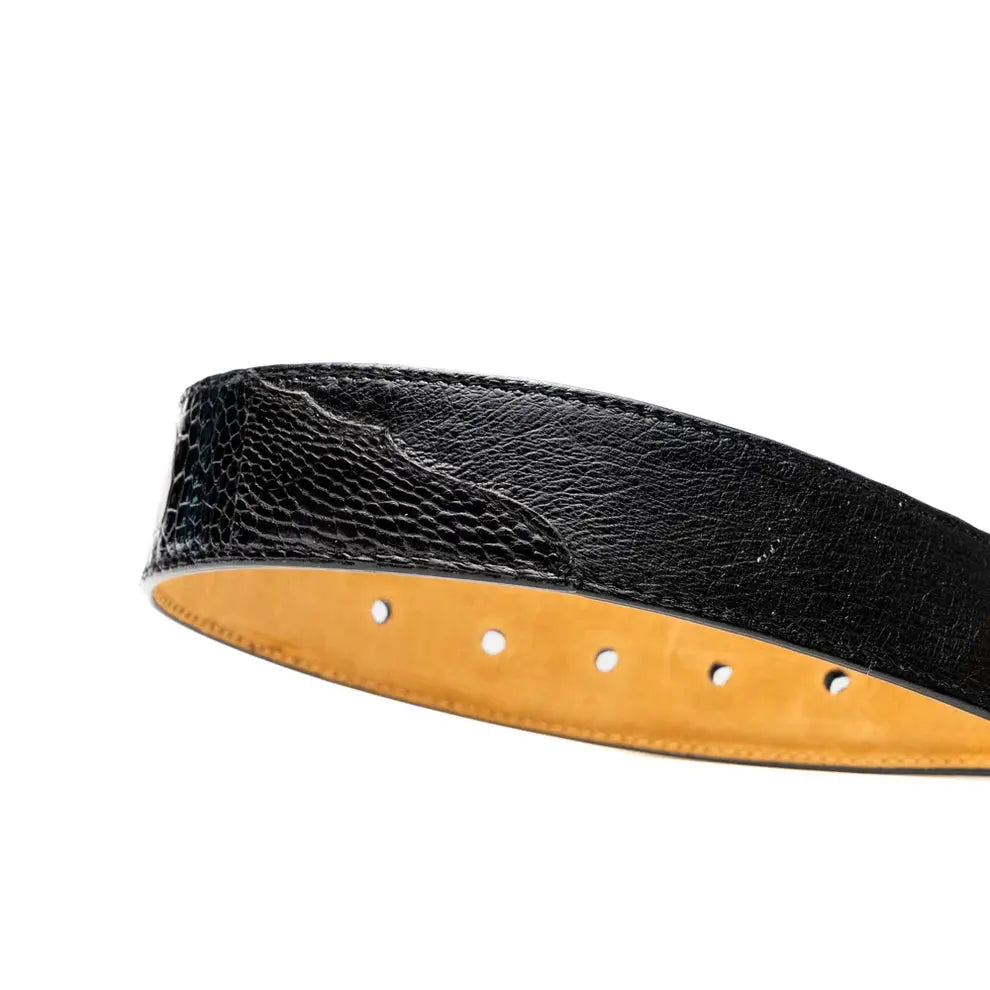 Marco Di Milano Alessio Black Genuine Ostrich/Ostrich Leg Belt