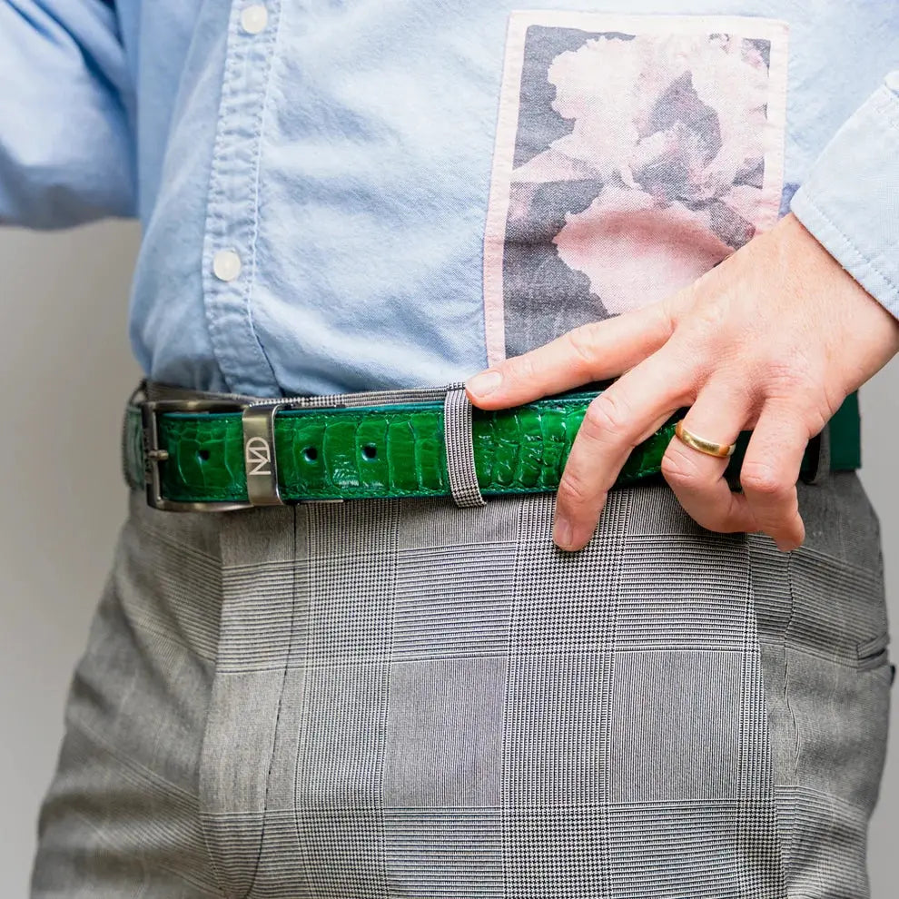 Marco Di Milano Alessio Lemon Green Genuine Ostrich/Ostrich Leg Belt