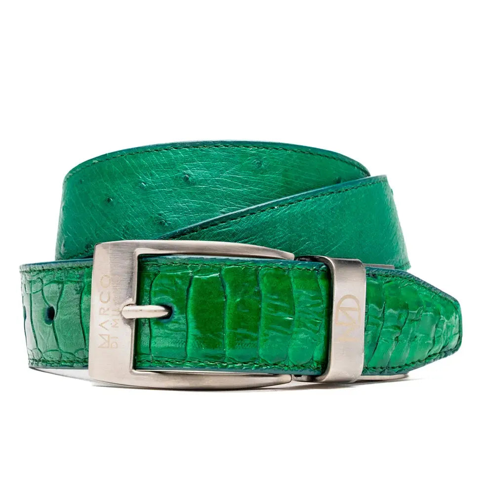 Marco Di Milano Alessio Lemon Green Genuine Ostrich/Ostrich Leg Belt