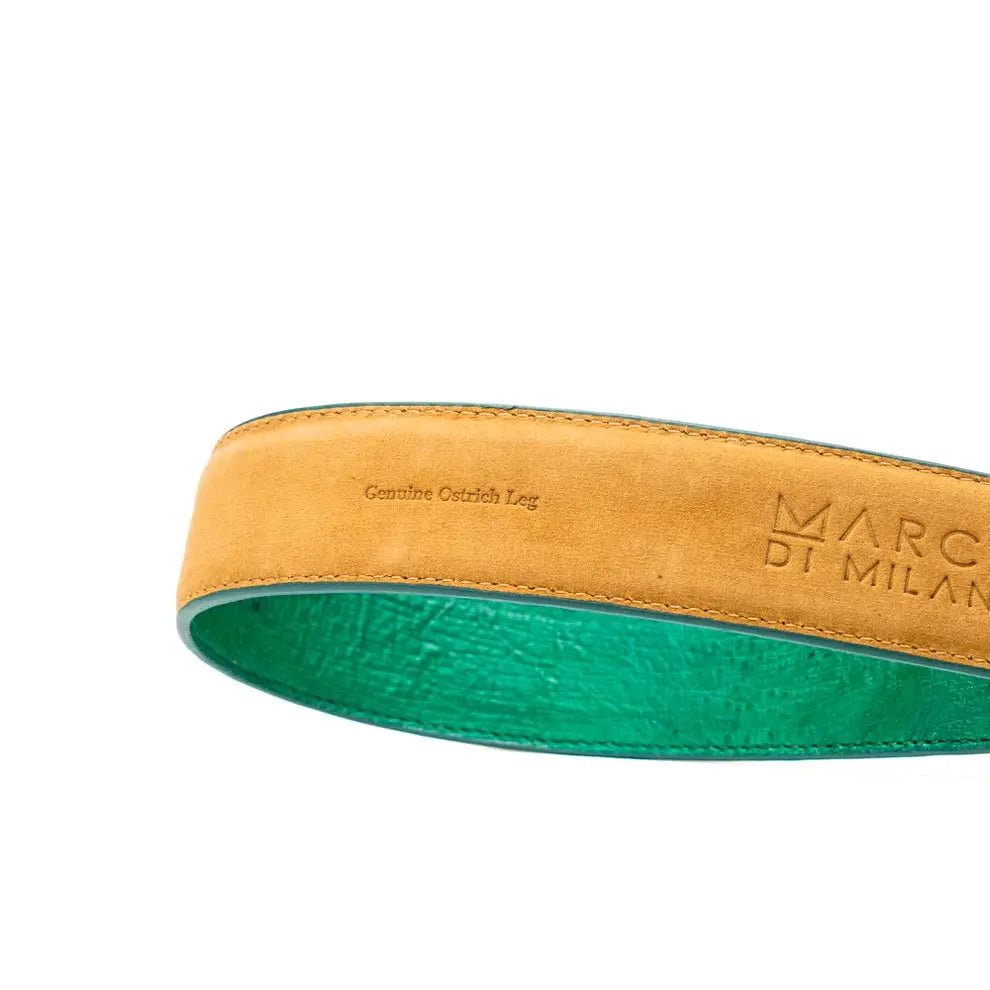 Marco Di Milano Alessio Lemon Green Genuine Ostrich/Ostrich Leg Belt