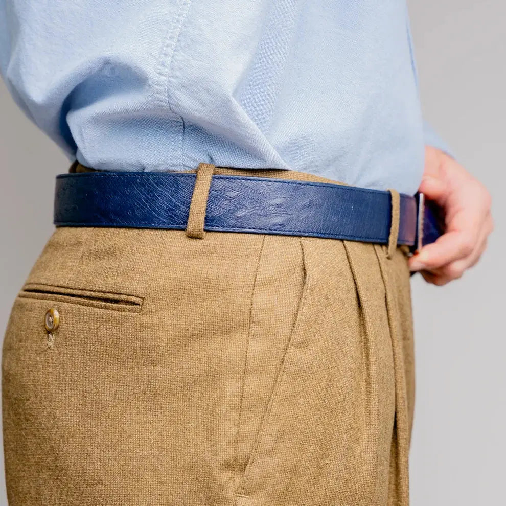 Marco Di Milano Alessio Navy Genuine Ostrich/Ostrich Leg Belt
