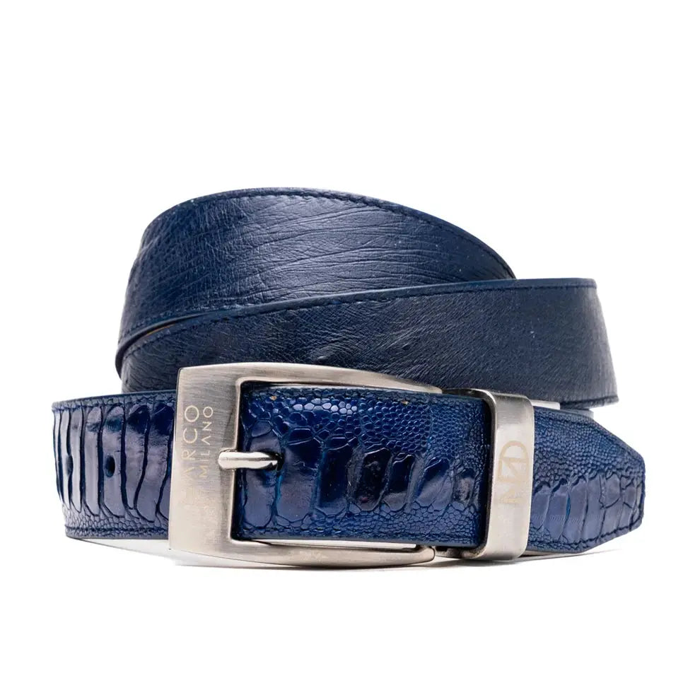 Marco Di Milano Alessio Navy Genuine Ostrich/Ostrich Leg Belt