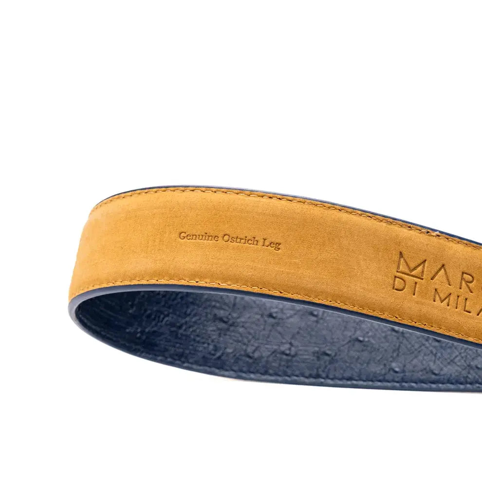 Marco Di Milano Alessio Navy Genuine Ostrich/Ostrich Leg Belt
