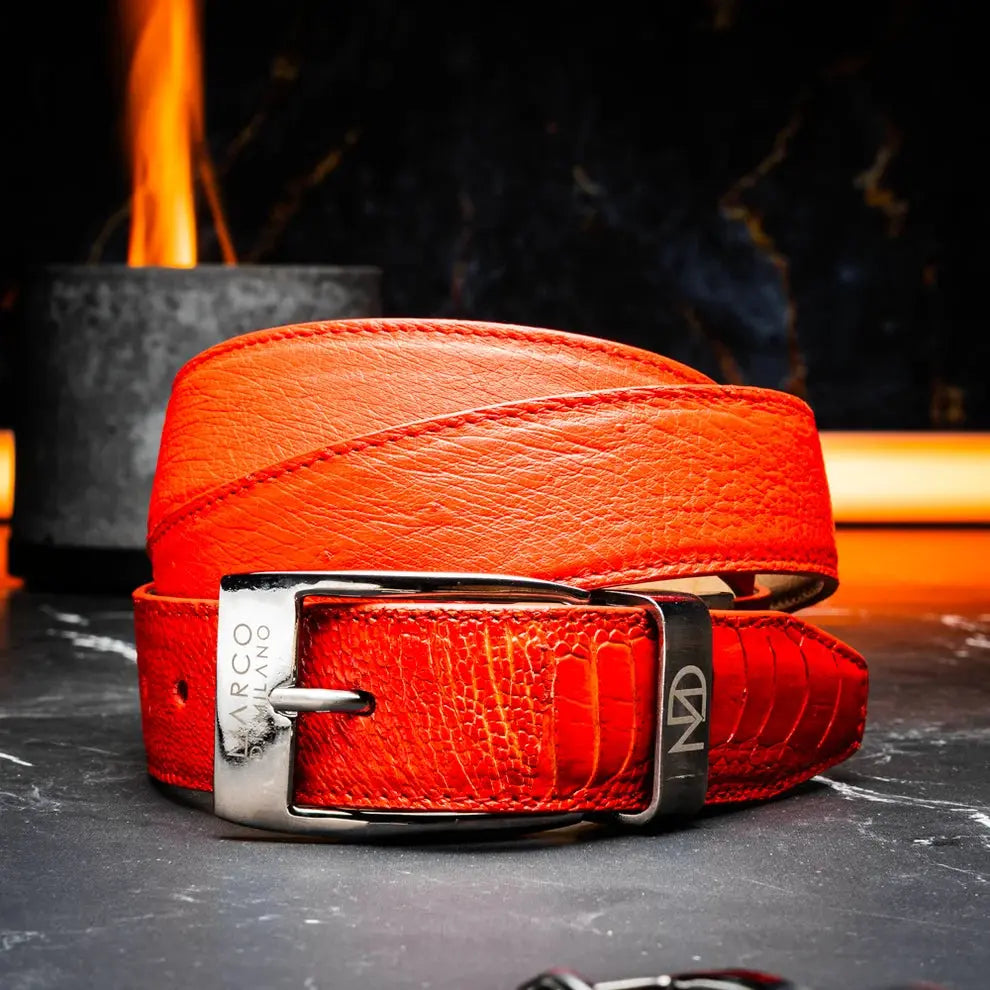 Marco Di Milano Alessio Orange Genuine Ostrich/Ostrich Leg Belt