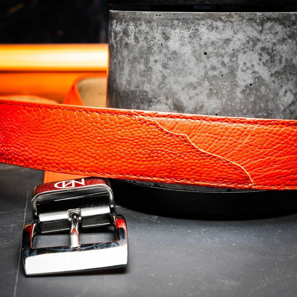 Marco Di Milano Alessio Orange Genuine Ostrich/Ostrich Leg Belt