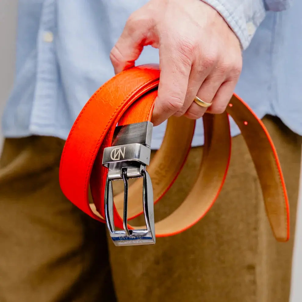 Marco Di Milano Alessio Orange Genuine Ostrich/Ostrich Leg Belt
